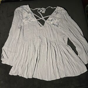 Lace Periwinkle Long Sleeve Top Size S